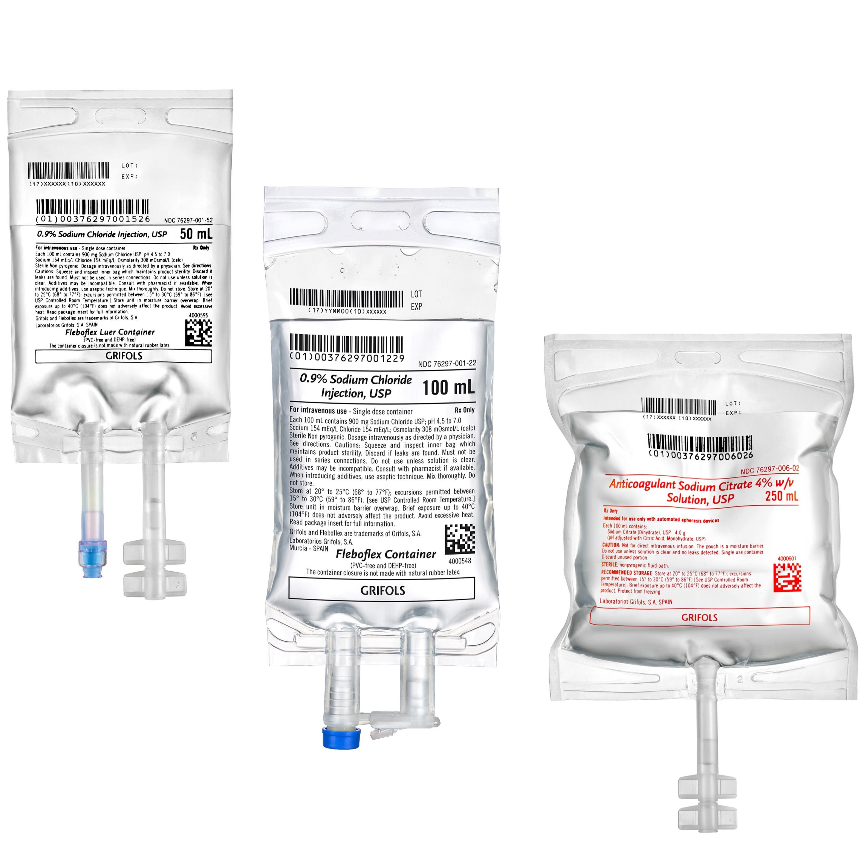 Pre-mixed IV solutions: bags