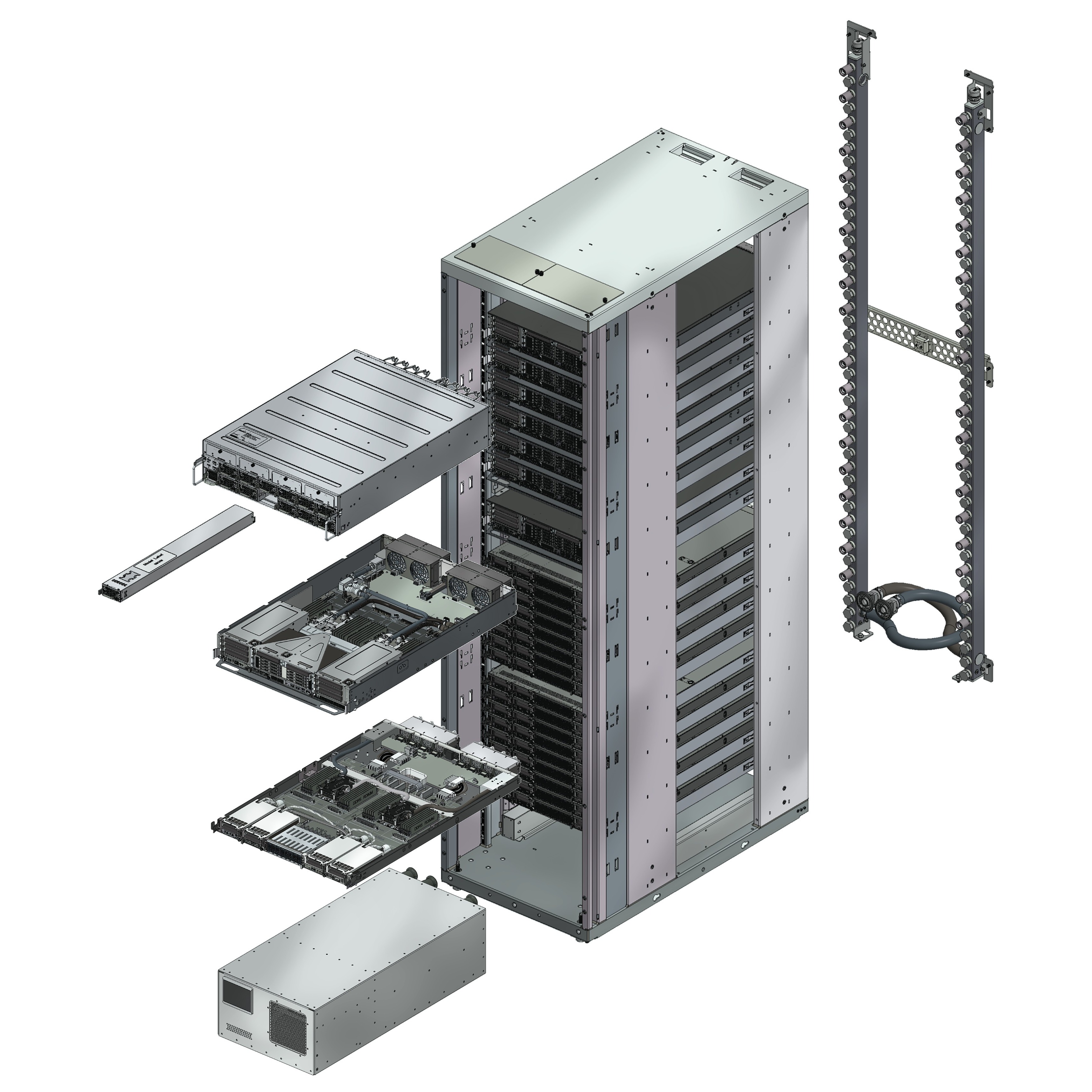 Vertically-Integrated Liquid Cooled Racks